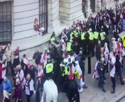 Disorder broke out at a St George&#39;s Day gathering at Whitehall. The Metropolitan Police shared a video of the chaos writing, &#92;