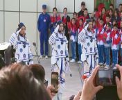 Farewell ceremony held ahead of the launch of China&#39;s Shenzhou-18 mission, crewed by three astronauts headed to its Tiangong space station from the Jiuquan Satellite Launch Center in northwest China. The mission is led by Ye Guangfu, a fighter pilot and astronaut who was previously part of the Shenzhou-13 crew in 2021. He is joined by astronauts Li Cong and Li Guangsu, who are heading into space for the first time.