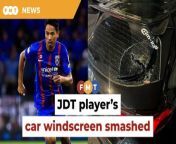 Safiq Rahim was approached by two men on a motorcycle who used a hammer on his rear windscreen as he was driving from the JDT training centre in Sri Gelam last night.&#60;br/&#62;&#60;br/&#62;&#60;br/&#62;Read More: https://www.freemalaysiatoday.com/category/nation/2024/05/08/jdt-skipper-has-car-windscreen-smashed-in-third-attack-on-footballers/ &#60;br/&#62;&#60;br/&#62;Laporan Lanjut: https://www.freemalaysiatoday.com/category/bahasa/tempatan/2024/05/08/kereta-safiq-rahim-kena-pecah-insiden-ketiga-babitkan-pemain-bola-sepak/&#60;br/&#62;&#60;br/&#62;Free Malaysia Today is an independent, bi-lingual news portal with a focus on Malaysian current affairs.&#60;br/&#62;&#60;br/&#62;Subscribe to our channel - http://bit.ly/2Qo08ry&#60;br/&#62;------------------------------------------------------------------------------------------------------------------------------------------------------&#60;br/&#62;Check us out at https://www.freemalaysiatoday.com&#60;br/&#62;Follow FMT on Facebook: https://bit.ly/49JJoo5&#60;br/&#62;Follow FMT on Dailymotion: https://bit.ly/2WGITHM&#60;br/&#62;Follow FMT on X: https://bit.ly/48zARSW &#60;br/&#62;Follow FMT on Instagram: https://bit.ly/48Cq76h&#60;br/&#62;Follow FMT on TikTok : https://bit.ly/3uKuQFp&#60;br/&#62;Follow FMT Berita on TikTok: https://bit.ly/48vpnQG &#60;br/&#62;Follow FMT Telegram - https://bit.ly/42VyzMX&#60;br/&#62;Follow FMT LinkedIn - https://bit.ly/42YytEb&#60;br/&#62;Follow FMT Lifestyle on Instagram: https://bit.ly/42WrsUj&#60;br/&#62;Follow FMT on WhatsApp: https://bit.ly/49GMbxW &#60;br/&#62;------------------------------------------------------------------------------------------------------------------------------------------------------&#60;br/&#62;Download FMT News App:&#60;br/&#62;Google Play – http://bit.ly/2YSuV46&#60;br/&#62;App Store – https://apple.co/2HNH7gZ&#60;br/&#62;Huawei AppGallery - https://bit.ly/2D2OpNP&#60;br/&#62;&#60;br/&#62;#FMTNews #SafiqRahim #JDTPlayer #CarWindscreenSmashed