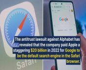 The antitrust lawsuit against Google‘s parent company, Alphabet has revealed that the company paid Apple a staggering &#36;20 billion in 2022 for Google to be the default search engine in the Safari browser.