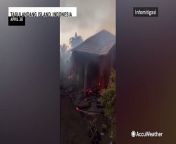 The eruption of the Ruang volcano spewed lava that burned down the Tagulandang State Middle School in Indonesia on April 30. Many of the people in the area were evacuated at the time of this video.