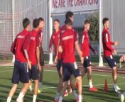Olympiakos have trained ahead of their UEFA Conference League semi-final second leg vs Aston Villa, they hold a 4-2 lead from the first leg&#60;br/&#62;Piraeus, Athens, Greece