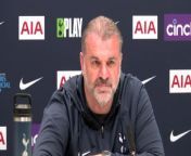 Spurs boss Ange Postecoglou is ready to disappoint King Charles and relegate Burnley following tomorrows match&#60;br/&#62;&#60;br/&#62;Tottenham Hotspurs Traning Centre, London, UK